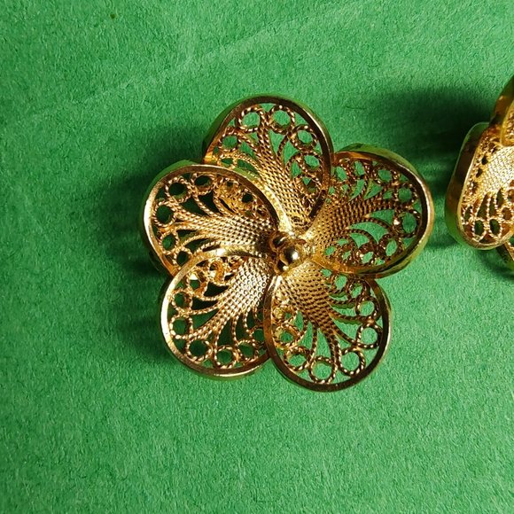 Filigree Earrings and necklace, 100% handmade 18 K gold plated silver 925. - Picture 6 of 11